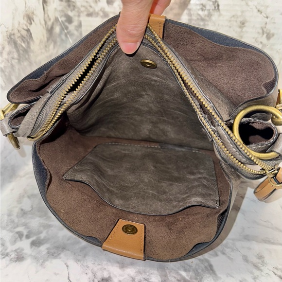 Nicole Miller gray/tan leather hobo bag - Picture 5 of 5